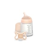 Suavinex, Set Zero Zero: Biberón Anticólico 180 ml + Chupete -2/2 Meses | Tetina de Flujo Adaptable (A) a la Succión, Específico Lactancia Mixta, Leche Materna y Fórmula, Apto Recién Nacidos, Fair