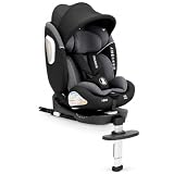 Silla Coche Bebé 360°, i-Size R129, ISOFIX, 40–150 cm | De recién nacido a aprox. 12 años, contramarcha, pata de apoyo, arnés de 5 puntos, 5 reclinaciones y modo elevador