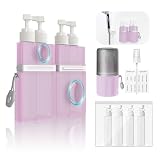 YOTIME 4in1 Botes Viaje para Artículos Aseo, Contenedor Viaje Prueba Fugas, Kit Viaje Adsorbible con Bolsa Transparente, Adecuado para Champús, Jabones Corporales y Acondicionadores, Rosa