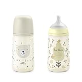 Suavinex, Pack 2 Biberones, Tetina SX Pro Flujo Medio (M), 270 ml, Beige | Anticólicos, Tetina Fisiológica de Silicona, para Líquidos Densidad Media, Leche, Zumos o Agua, de Boca Ancha, Bebés +3 Meses