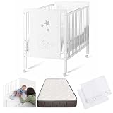 Cuna Colecho de Bebé, Colchón Morfeo Sábanas y 4 Ruedas | Indi CoolDreams | Estilo nórdico infantil. Kit colecho, 4 ruedas y sábanas 100% algodón incluidos. Colchón HR certificado Oeko-Tex.