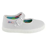 javer 2418-62-BLANCO-25 - Mercedita Hebilla niños loneta. Calzado de Lona cómodo para niños. Niñas Color: Blanco Talla: 25
