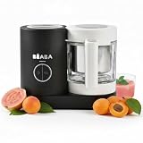 BÉABA Babycook Neo, Robot de Cocina para Bebé 6 en 1, Infantil, Negro | Fabricado en Francia, Tritura, Cocina al Vapor 15 Minutos, Jarra de Vidrio, Cesta de Acero Inoxidable, Alimentación Infantil