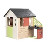 Smoby Life Casa Nature con Cocina de Juguete - Casita Infantil Interior y Exterior - Material Reciclado UV Resistente - A Partir 2 años - Cocina y Accesorios Incluidos - (7600810739)
