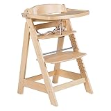 roba Trona Evolutiva de Madera Sit Up Click et Fun + Bandeja Desmontable - Altura Ajustable - Silla para Bebés 6 Meses - Soporta 70 kg - Natural