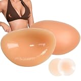 POMAMZ Almohadillas de Pecho de Silicona Reutilizables y Adhesivas, 1 Par | Silicona médica, hipoalergénica, eleva sin comprimir. Fijación fuerte, para bikini/deporte. Incluye cubrepezones. Lavable.