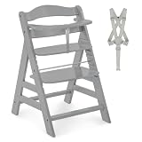 hauck Alpha+ Trona Evolutiva Madera de Haya FSC®, Gris | Para Bebé desde 6 Meses hasta 90 kg, Incluye Arnés de 5 Puntos, Incluye Barra Protectora