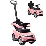AIYAPLAY Coche Correpasillos 2 en 1 18-36 Meses LAND ROVER DISCOVERY Rosa | Espacio de Almacenaje, Bocina, Volante, Mango de Empuje, Barandilla Extraíbles