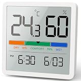 NOKLEAD Higrómetro Termómetro Digital Interior con Temperatura y Humedad | Monitor de temperatura y humedad para mesa con indicador de confort, medición precisa y diseño compacto para hogar