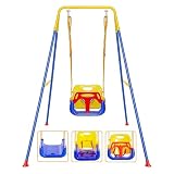 Columpio para Bebé Infant 3 En 1, Columpio Jardin exteriorl De Exterior/Interior, Soporte de Metal Plegable e Instrucciones, Fácil de Montar y Guardar,Adecuado para Niños De Todas Las Edades