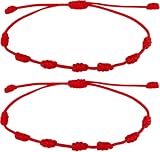 N8 NOHERSUMI R 8 INCLUYE TARJETA CON SIGNIFICADO,2 PULSERAS 7 NUDOS roja Hilo Rojo HECHAS A Mano, Unisex, muy adaptable.