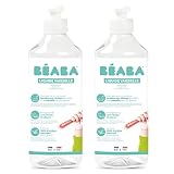 BÉABA Líquido Lavavajillas para Biberones del Niño, Pack 2 x 500 ml | 100 % Origen Natural y Biodegradable, Sin Perfume, Fabricado en Francia, Limpieza de Tetinas, Chupetes y Accesorios Bebés