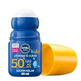 NIVEA SUN Protects and Cares Protector solar para niños SPF 50+, 50 ml | Protector solar infantil en roll-on, fácil aplicación, ligero, rápida absorción, resistente al agua, para pieles delicadas