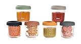 BÉABA, 6 Tarros de Cristal para Comida de Bebé, 6x250 ml, Sunrise | Resistentes al Calor, Ideales para Conservar y Preparar Comida Infantil, Recipientes de Vidrio con Indicador de Cantidad
