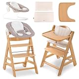 hauck Alpha Move Trona Bebé Newborn Set con Bouncer 2in1 – Stretch Beige | Trona evolutiva con ruedas desde nacimiento | incl. hamaca recién nacido, cojín y bandeja