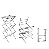 InnovaGoods® Tendedero Vertical Metálico Plegable con 6 Niveles, Tendedero de Ropa Extensible para Interiores y Exteriores, Color Acero.