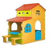 FEBER- Casita de Juegos Infantil Super Villa, Amplio Espacio en el Interior, Buzón de Cartas, Ventanas Abatibles, Banquillos, Resistente y Fácil Montaje, para Niños de 3 años+, Famosa (800013047)