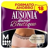 Ausonia Discreet Braguitas Boutique Beige Plus, Talla M, Pack de 18, Tacto Similar A La Ropa Interior, Superabsorbente, Diseño Curvo Para Un Ajuste Ceñido