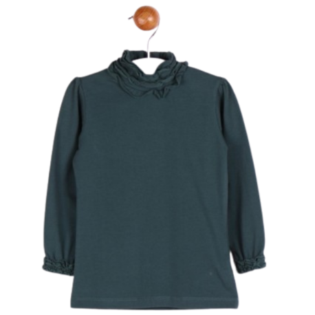 Camiseta con cuello de volante para niña, color verde – Babyzone