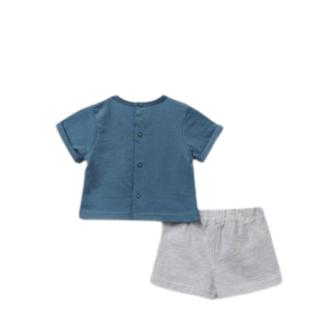 Conjunto sport 2 piezas recién nacido niño Street Monkey, compuesto por camiseta y pantalón corto, cómodo y suave para el día a día del bebé.