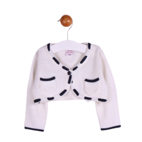 Torera de manga larga con detalles en contraste, color blanco – Babyzone