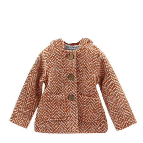 Abrigo de paño caldero con cierre de botones, color marrón" – Babyzone