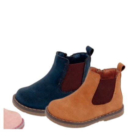 Botines de piel con cierre lateral por cremallera para niño, colores azul y marrón" – Bubble Kids