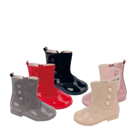 Botines de niña con cierre lateral y detalles de botones, disponibles en varios colores" – Bubble Kids