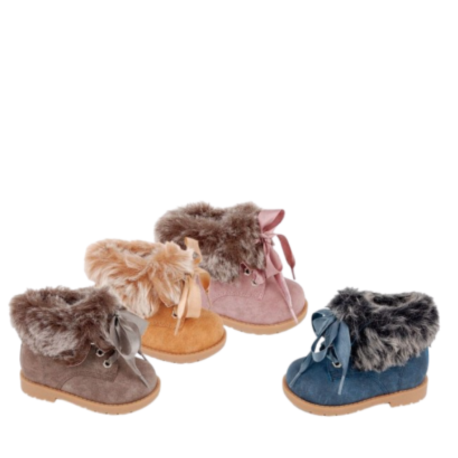 Botines para niña con cordones y lazo, detalles de pelo, disponibles en varios colores – Bubble Kids