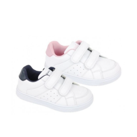 Deportivos básicos con cierre de velcro para niña, en color blanco con detalles de colores – Bubble Kids