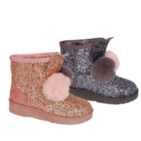 Botines glitter detalle pompones Bubble Kids, cómodos y con estilo
