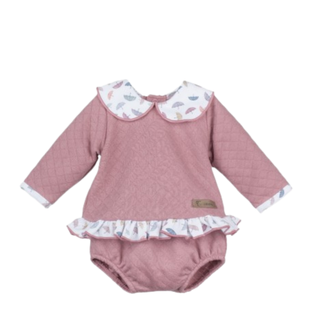 Conjunto Manga Larga Bebé Niña Calamaro Baby, estilo delicado y cómodo para las más pequeñas.