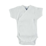 Body manga corta cruzado calado con estampado de ositos, color neutro" – Babidu