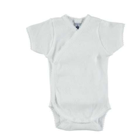 Body manga corta cruzado calado con estampado de ositos, color neutro" – Babidu