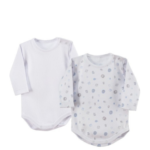 Set de 2 bodies de bebé niño, manga larga, colores neutros.