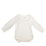 Body de bebé niña con manga larga y pliegues en el cuello.