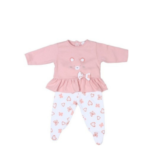 Conjunto de algodón para bebé niña, cómodo y suave con diseño de osito y corazones.