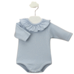 Body de bebé con cuello fruncido de algodón, color neutro – Babidu