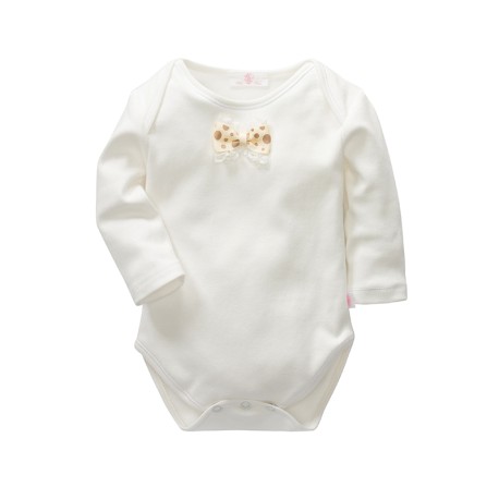 Body manga larga de algodón Babyzone con detalle de lacito en color crema.