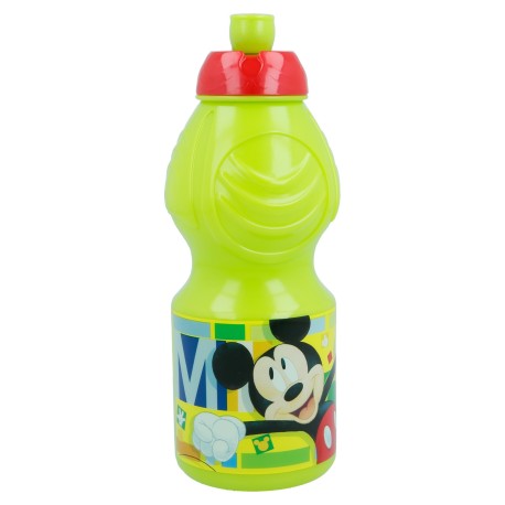 Botella Sport 400 ML Mickey Mouse con diseño colorido y tapa roja, ideal para niños.