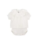 Body camisa bebé plumetilla de Calamaro Baby con manga corta y volantes.