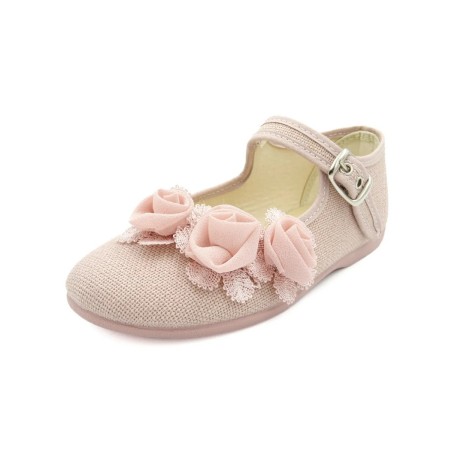 Mercedita ceremonia lino con adorno floral para niña