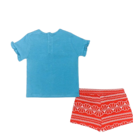 Conjunto para niña de Street Monkey con camiseta de manga corta y pantalón corto estampado, diseño fresco y cómodo para el verano.