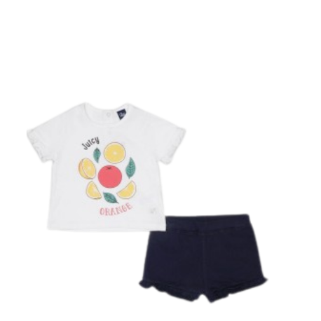 Conjunto corto para bebé niña de Street Monkey con camiseta de manga corta y pantalón corto, diseño cómodo y fresco ideal para el verano.