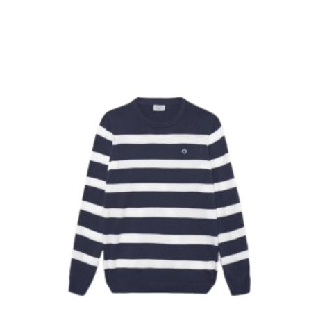 Jersey de rayas con cuello redondo para niño Street Monkey en colores azul marino y blanco, ideal para un look casual y elegante.