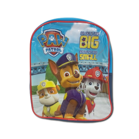 Mochila guardería Patrulla Canina con diseño de los personajes Chase, Marshall y Rubble.