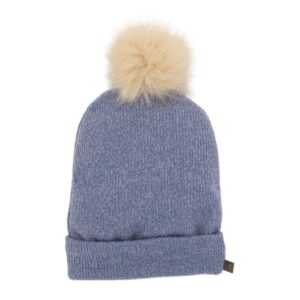 Gorro bebé azul con pompón - Calamaro Baby