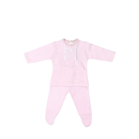 Muda 2 piezas algodón Tony Bambino, conjunto de bebé rosa con camiseta de manga larga y pantalón a juego, ideal para mantener a tu bebé cómodo y abrigado.