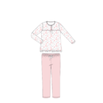 Pijama largo para niña de Tobogán, con estampado floral en la parte superior y pantalón rosa liso.