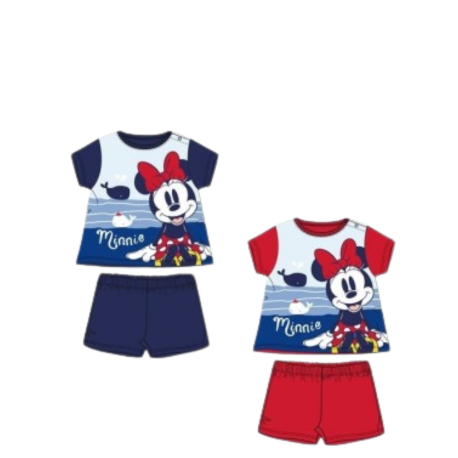 Pijama corto para bebé niña Minnie Disney Baby, conjunto de camiseta y pantalones cortos con diseño de Minnie Mouse, ideal para el verano.